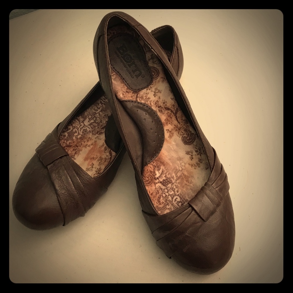 Born Brown Leather Ballet Flats